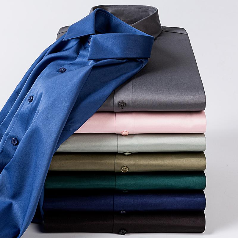 Men's High-End Stretch Non-Ironing Seamless Shirt Long Sleeve Spring and Autumn Youth Business Casual Shirt