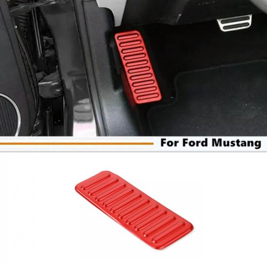 Fit For 2015-2025 Ford Mustang Red Alloy Left Foot Rest Pedal Panel Cover Trim
