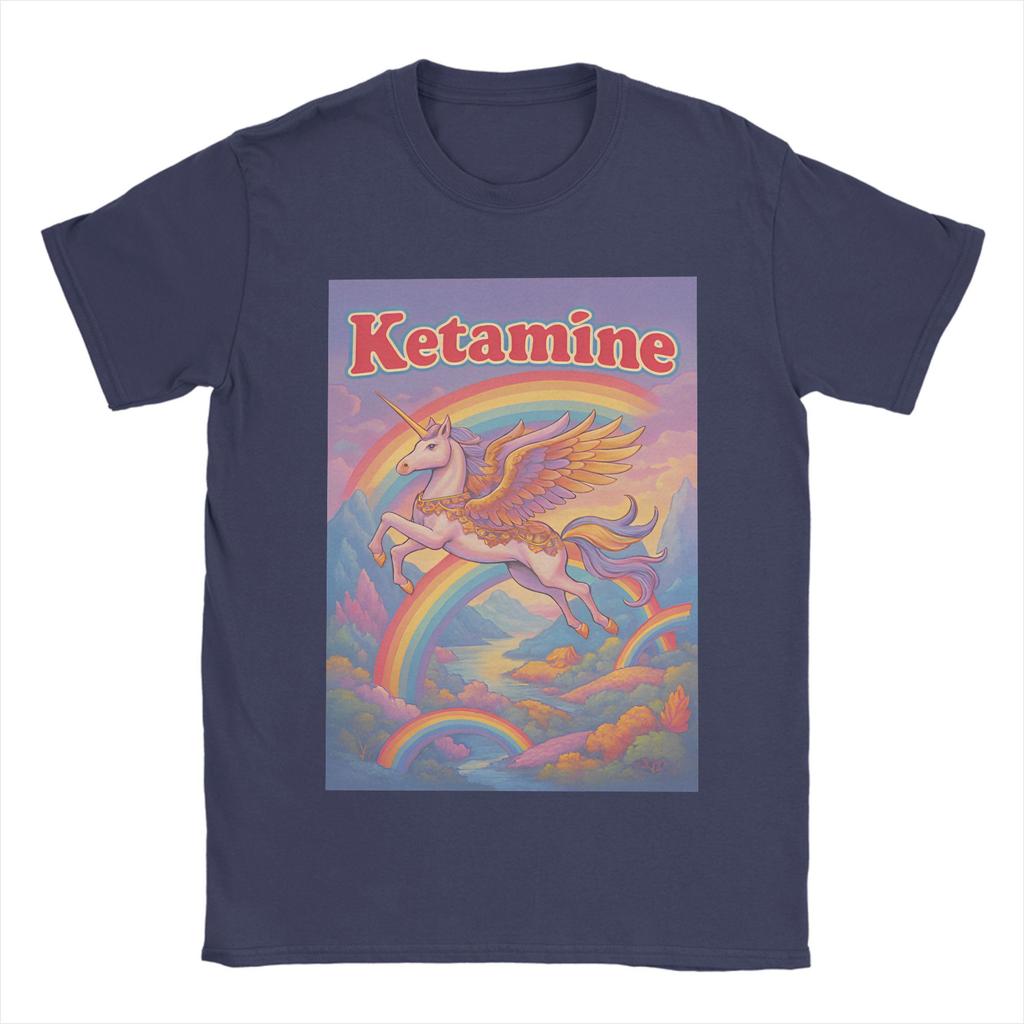 Ketamin Einhorn T-Shirt Sommer Klassische T-Shirts 100% Baumwolle Hipster T-Shirt für Paare Kurzarm Lässige Oberteile
