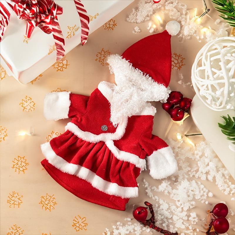 Christmas Pet Costume Santa Claus Hat Suit  Gold Velvet Fabric Funny Pet Cosplay Clothes Cute Puppy Christmas Outfit