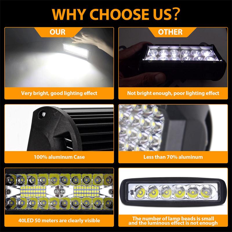 2Pcs 7'' Led Work Light Bar 800W Spot Flood Beams Combo For Car Tractor Boat Offroad Truck Suv Atv Car Repairing Lights
