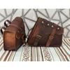 2 Pcs Leather Motorcycle Saddle Bags Saddlebag Bag For Sportster Brown Luggage
