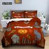 Happy Halloween King Queen Duvet Cover Orange Pumpkin Bedding Set Kids Teens Adults Bats Horror Festival Polyester Quilt Cover