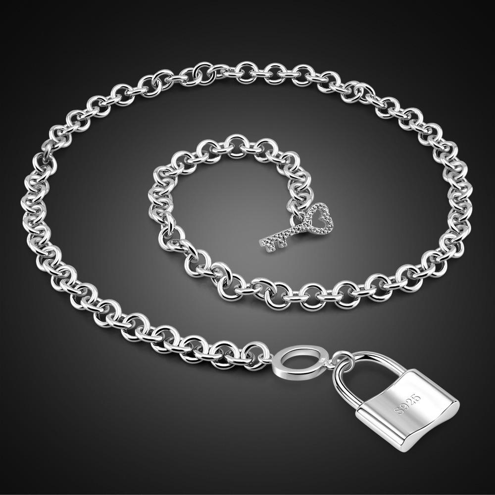 

Простой кулон-замок, ожерелье с кулоном, женские украшения из никель-свободной гальванической микро-родиевой позолоты 46CM