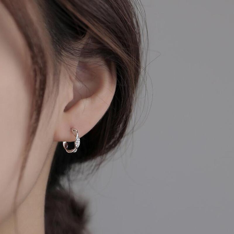 ANENJERY Shiny Zircon Geometric Hoop Earrings For Women Wedding Temperament Jewelry