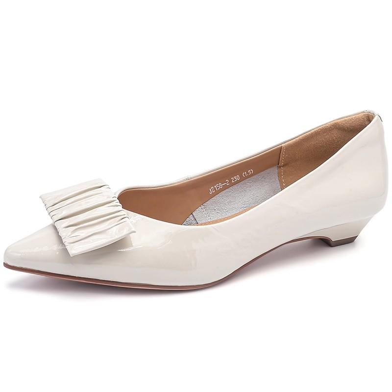 

Spring Autumn genuine leather soft sole not tiring feet Loafers shoes pointed shallow mouth single shoes fashionable flat shoes 40