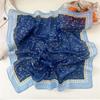 Flower Cotton Linen Print Scarves Floral Printed Silk Scarf Retro Square Handkerchief  Vacation