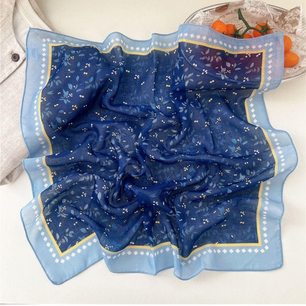 Flower Cotton Linen Print Scarves Floral Printed Silk Scarf Retro Square Handkerchief  Vacation