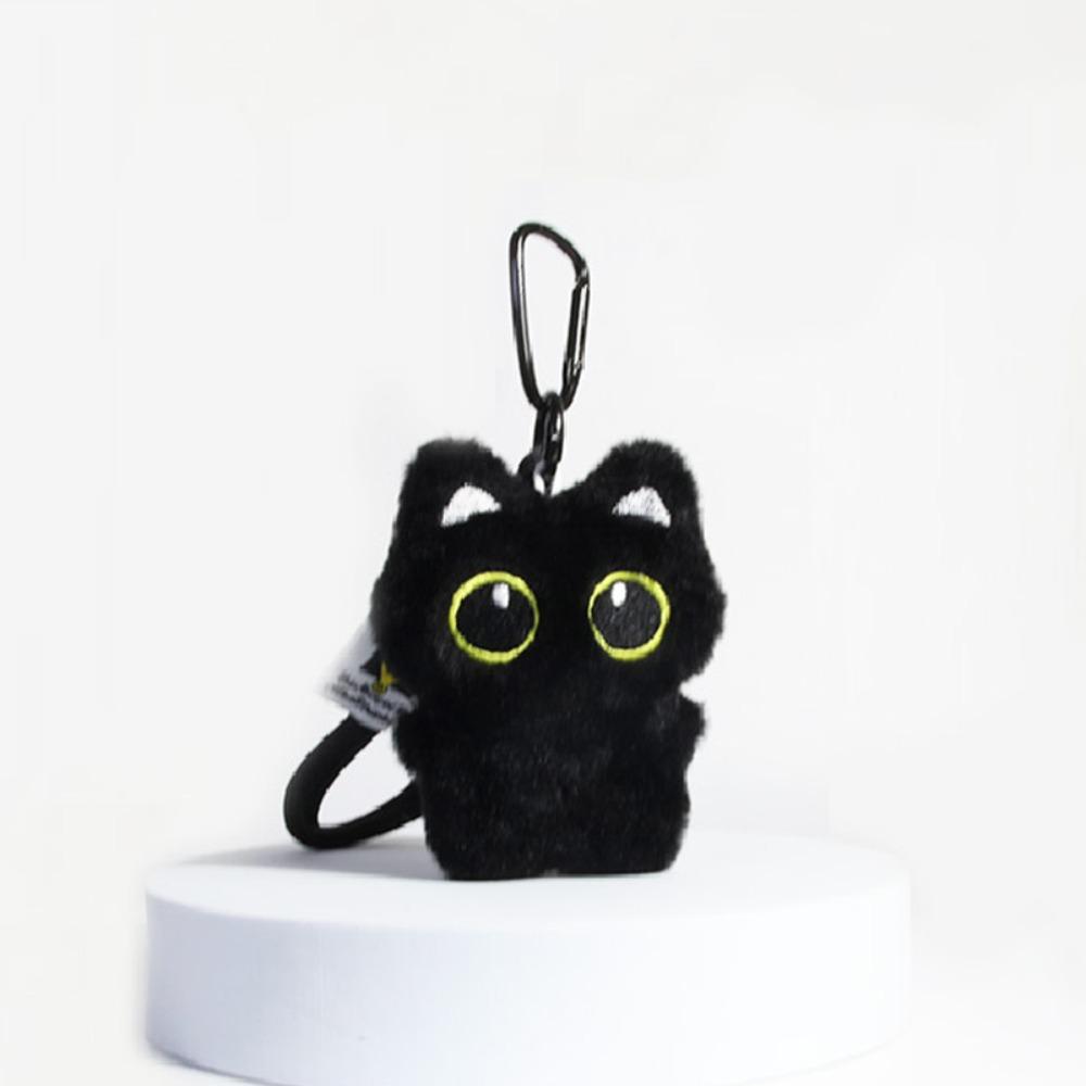 Black Cat Plush Toy Keychain Cartoon Kitten Backpack Bag Decor Hangings Car Key Accessories