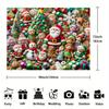 A charming Christmas polyester background cloth featuring Santa Claus, snowmen and elves - the perfect party decoration