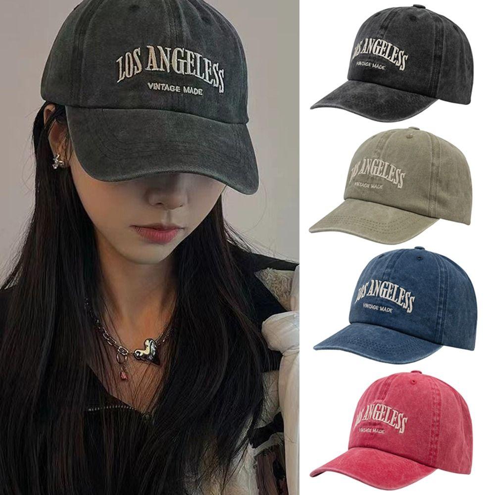 Retro Baseball Caps Letter Embroidery Casual Hat Sun Protection Peaked Caps  Men Women