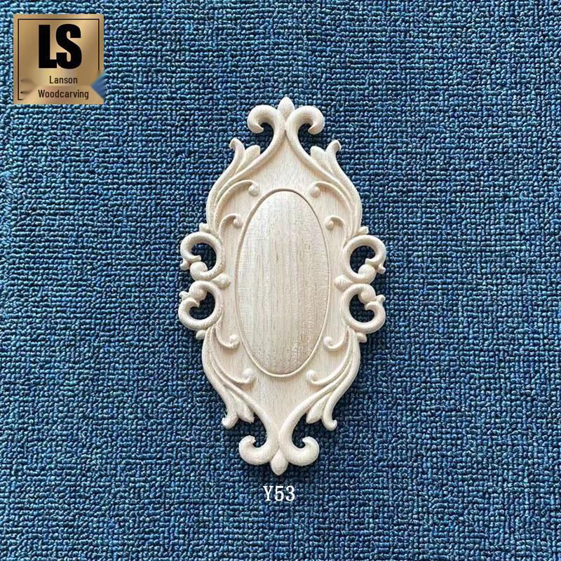 

European Style Solid Wood Oval Floral Carving for Cabinet Door Decoration Model Y53, 20x11 cm (63g)