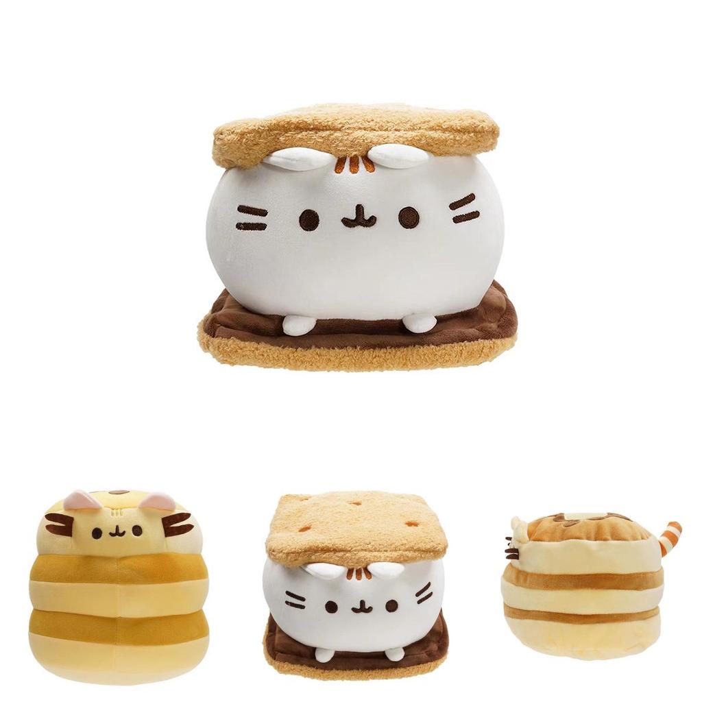 Colorful 25cm Hamburger Cat Plush Toy Stuffed Animal Cake Cat Rainbow Cat Doll