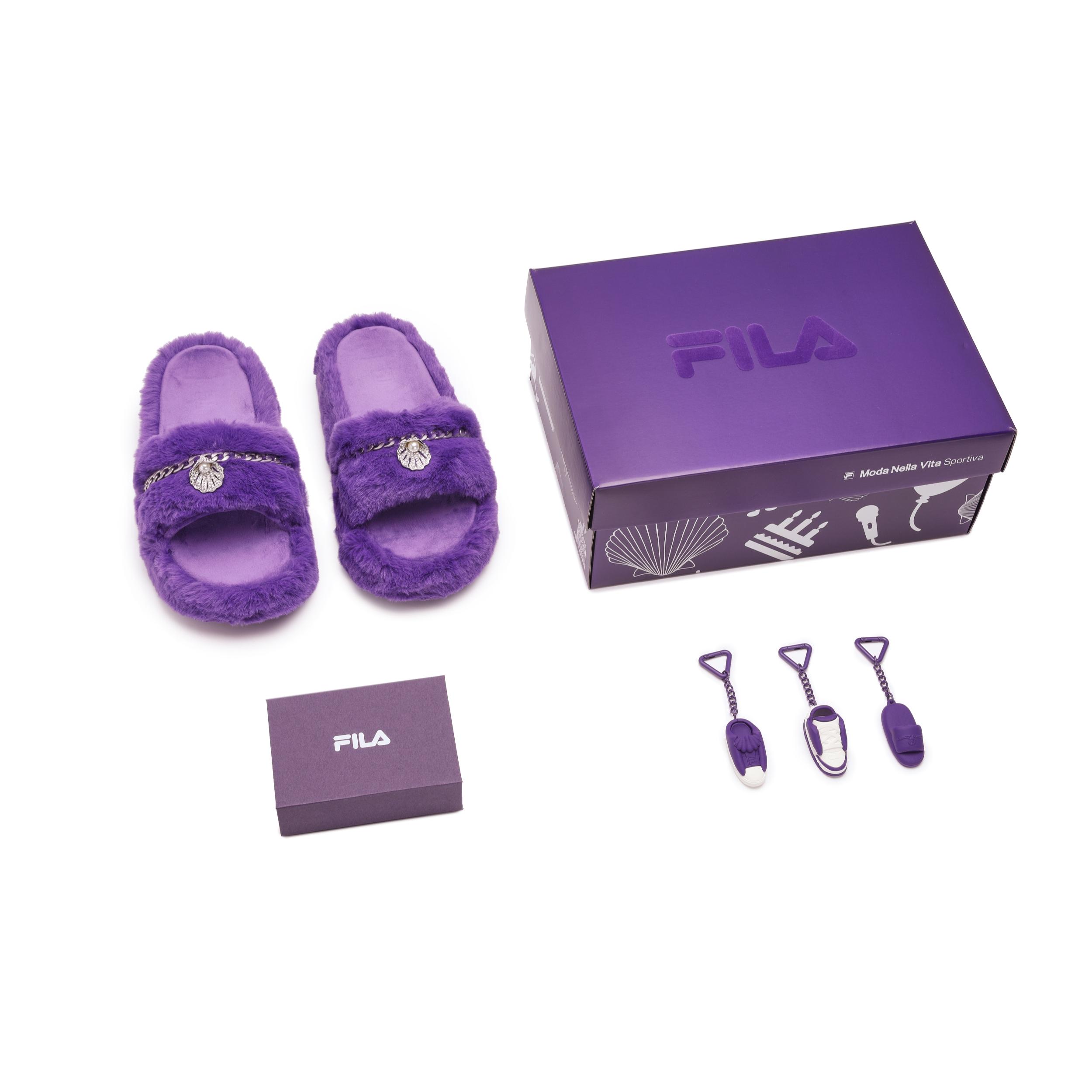 

New FILA Slide Slippers Women s Golden Purple F12W442501FHT 35.5