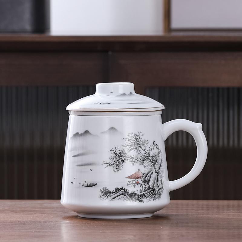 Ceramic Tea Infuser Mug with Lid and Custom Logo - Large Capacity