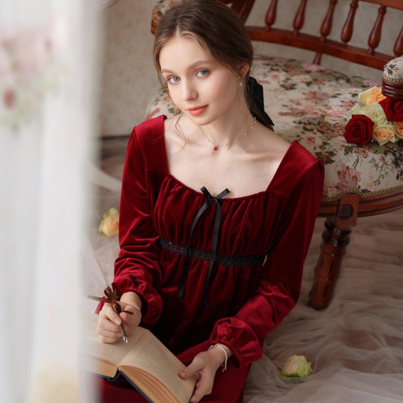 Nightgown Women's Home Clothing Autumn and Winter Thin Style New Style Elegant, Comfortable, Casual, Simple, Versatile, Loose Large Size