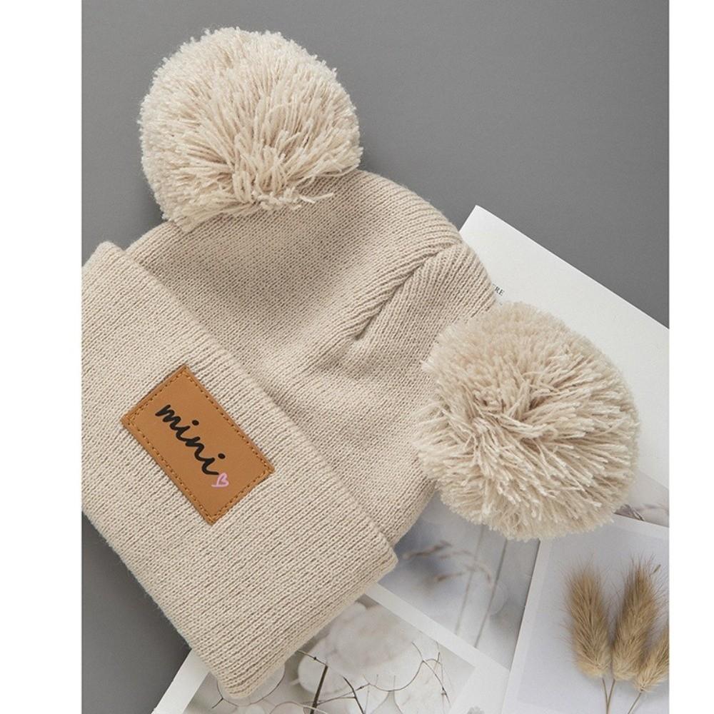 Winddichte Baby-Mützen 0-3 Jahre Säuglingsmütze Doppelbommel Wintermützen Herbst Winter