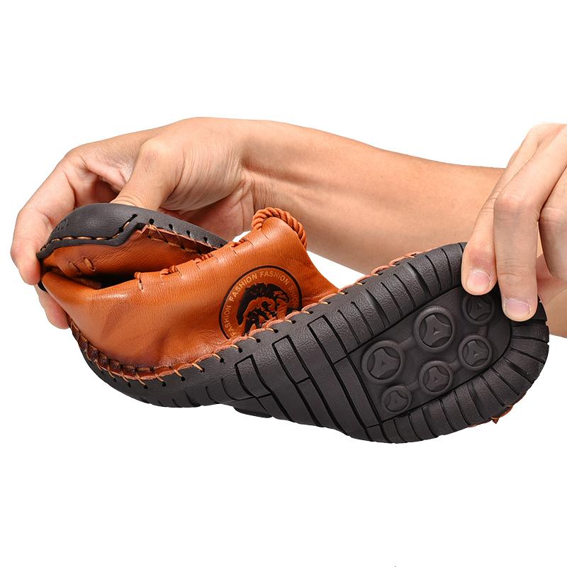 Pantofi casual retro pentru bărbați, cizme casual din piele naturală lucrate manual, mărime mare, ghete la gleznă