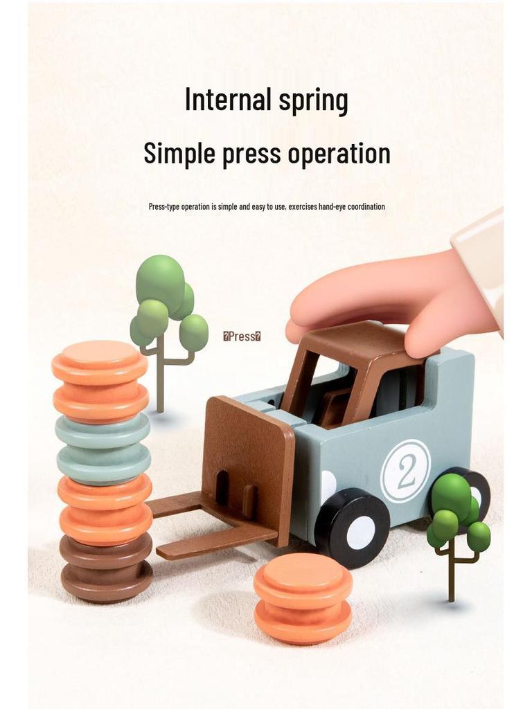 Interactive Wooden Forklift Game: Early Education Puzzle & Logical Thinking Toy for Kids