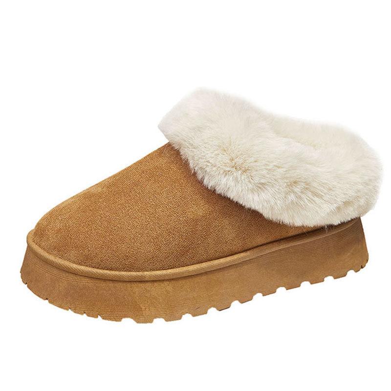 Winter neue Schneestiefel Damen vielseitige Plüsch Damen Baumwollschuhe kurzer Schaft mit Samt zum Warmhalten