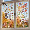Autumn Scene Layout Supplies 9 Sheets Fall Woodland Animals Window Clings, Maple Leaf Pumpkin Soft Forest Animal Stickers Squirrel Fox Rabbit