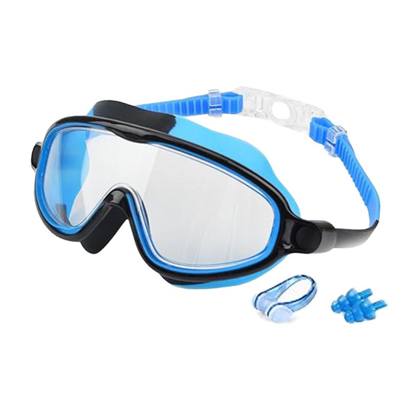 Children's Large Frame Swim Goggles with Nose Cover, Waterproof Anti-Fog, for Boys and Girls