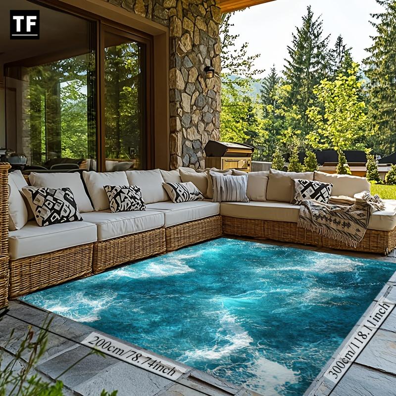 1pc Crystal Velvet Printed Rug/Carpet with Anchor/Rudder/Lighthouse/Whale/Octopus/Sea Patterne, Full of Natural Mystery, Easy to