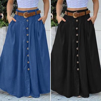 Women High Waist Vacation Party Full Length Skirt Oversized Baggy Maxi Skirts
