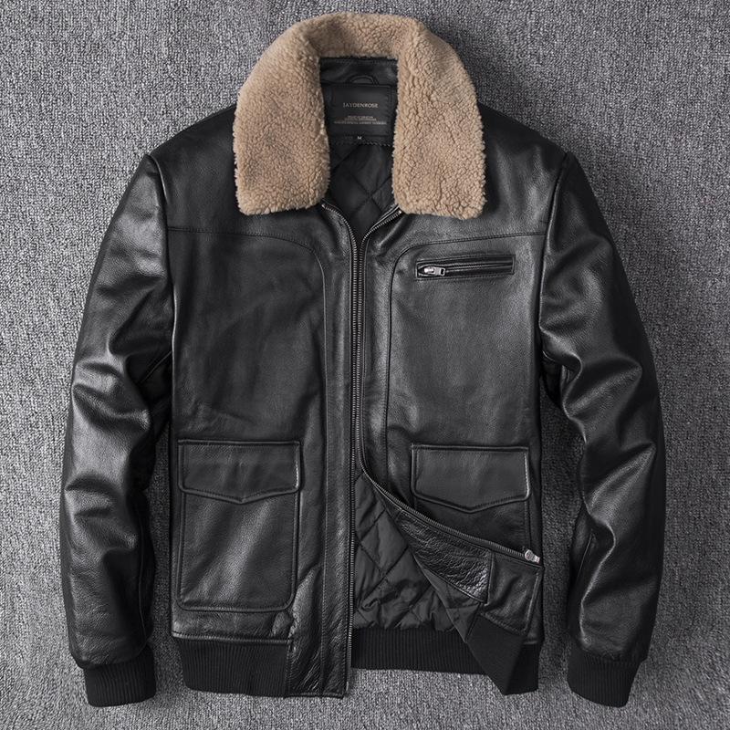 New PU Leather Jacket Men's Leather Jacket with Fur Collar Padded Cotton Trendy Coat
