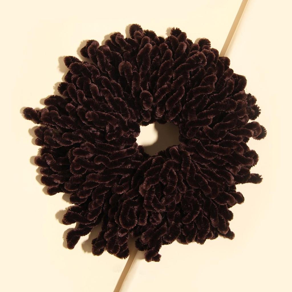 Handmade Wool Hair Tie - Ethnic Style Golden Velvet Flower Headwear, Multi-color Options