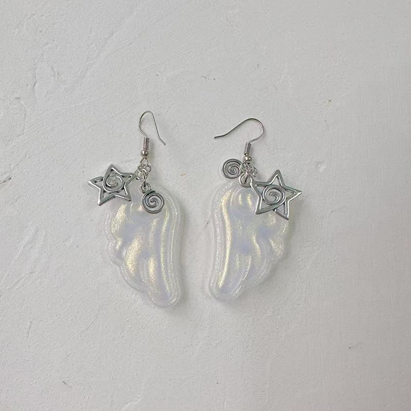 Y2K Angel Wings Earrings For Women Resin Ear Clips Ear Hooks  Party Jewelry Gift