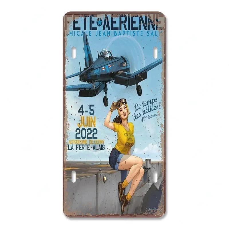 Races Vintage Plate Air Metal Aluminum Signs Retro Top Gun Airplane Metal Poster For Man Cave Bar Home Garage Club Wall Decor