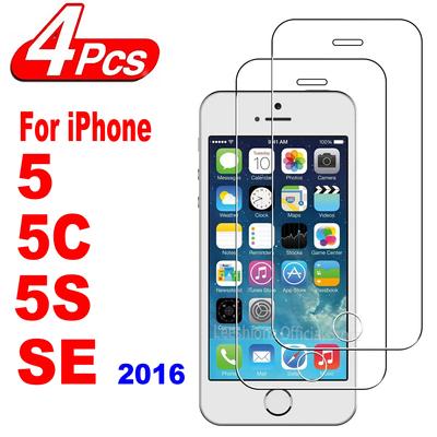 2/4Pcs Clear Screen Protector Glass For iPhone 5 5S 5C SE 2016 (4.0 Inch) Phone Tempered Glass Film