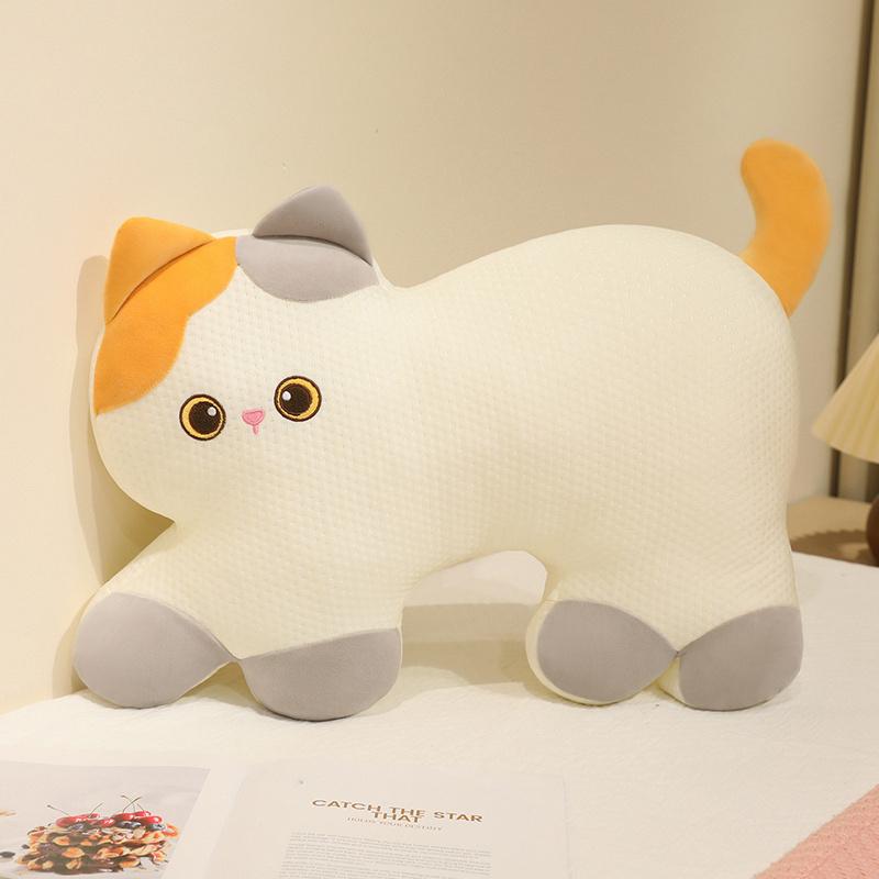 45/60cm Adorable Siamese Cat Plush Pillow Calico Cat Cushion With Cooling Surface Great Summer Present For Kids Adults