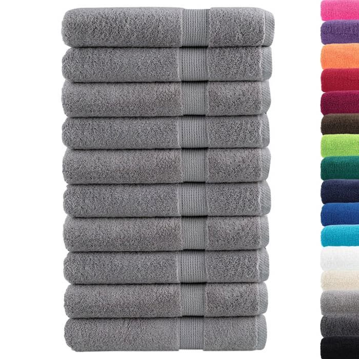 VidaXL Serviettes de Qualité Supérieure 10 pcs, Serviettes de Douche, Draps de Bain, Serviettes d'Invité de Toilette, Gris 137319