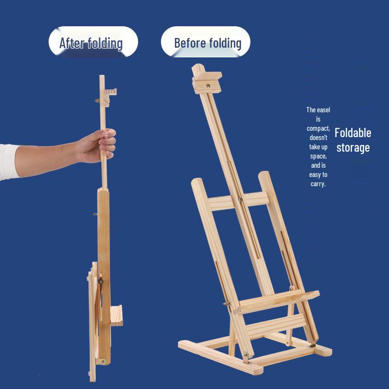 Portable Foldable Solid Wood Art Student Easel: Desktop Drawing Board and Artwork Display Stand
