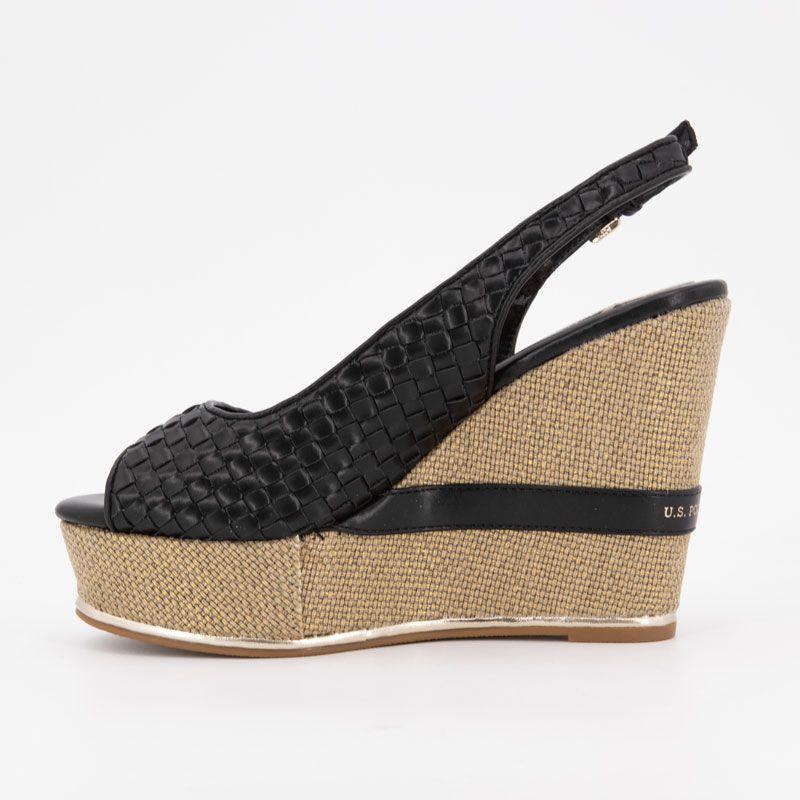 Sandales compensées tissés logo gold Femme US POLO