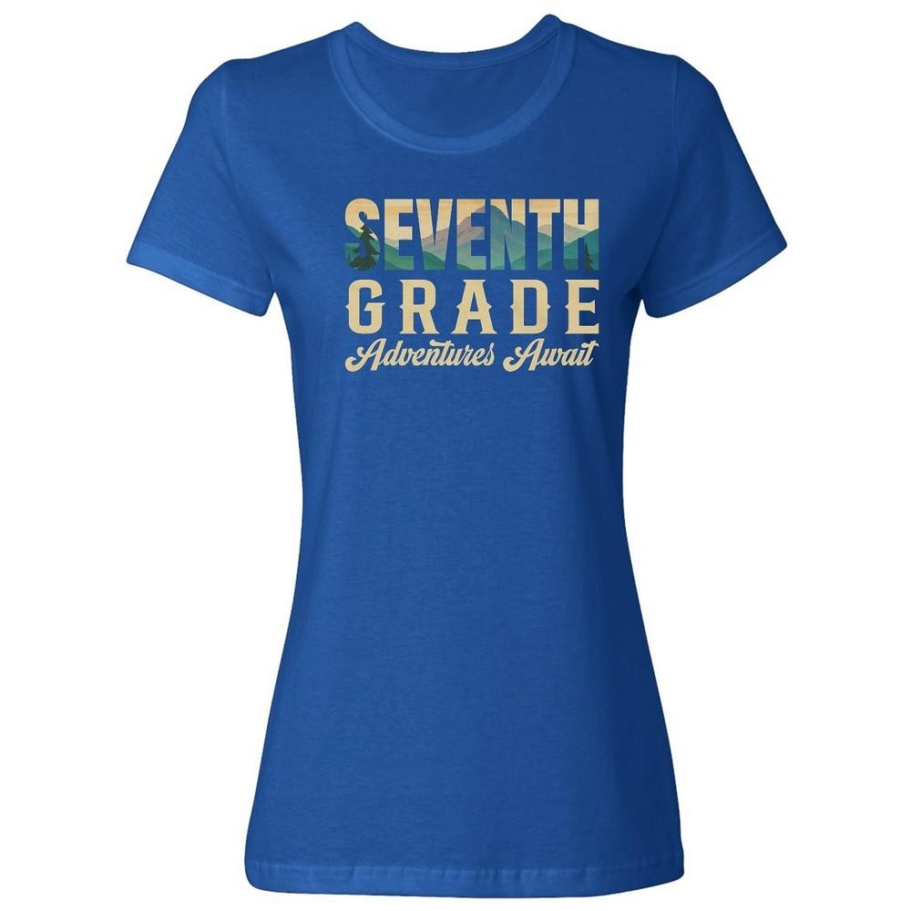 Seventh Grade School Adventures Await Mountain Design Ladies  Crewneck T-Shirt Unisex T-Shirt S
