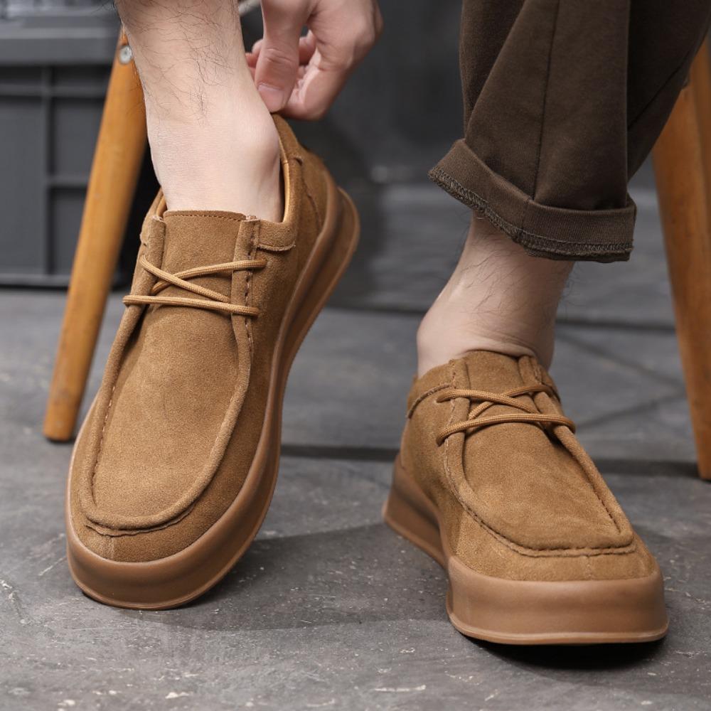 Fashion Men's Casual Leather Shoes 2025 New Casual Shoes Spring Cow Suede Leather Men's Shoes Versatile Lace Up Low Top Board Shoe