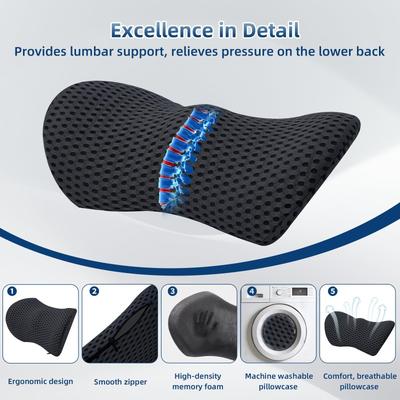 Lumbar Support Pillow Ergonomic Memory Foam Lumbar Pillow Relieve Back Pain Cushion Lower Back Pillow for Office Chairs Car Seat