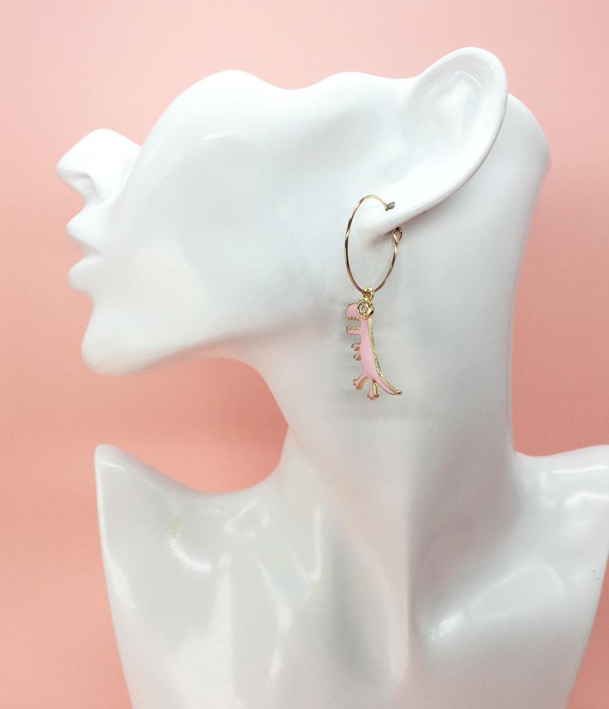Lazy N Crazy Cute Pink Dinosaur Ring Earrings