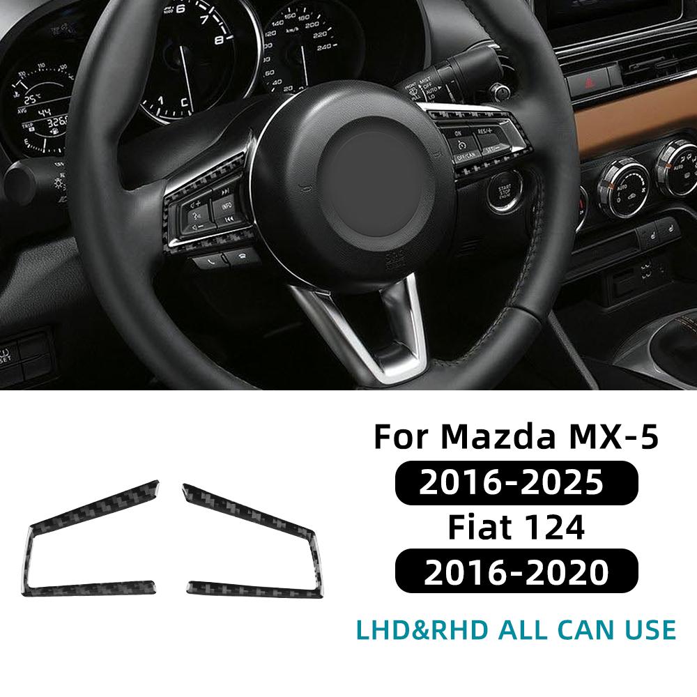 Weicher Kohlefaser-Aufkleber für Mazda MX-5 MX5 Miata Roadster ND ND2 MK4 2015-2025/Fiat 124 Spider 2016-2020 Auto-Lenkrad
