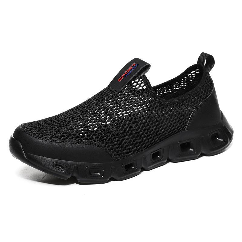 2025 new spring and summer breathable men and women of the same large size hollow mesh shoes one pedal couple light casual shoes