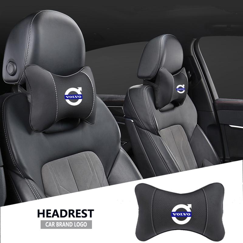 1Pcs Auto Headrest Car Logo Seat Neck Pillow For Volvo V60 V40 XC90 S60 C30 XC60 V50 V70 S90 XC40 S80 V90 EX30 EX90 EM90 C40 S40