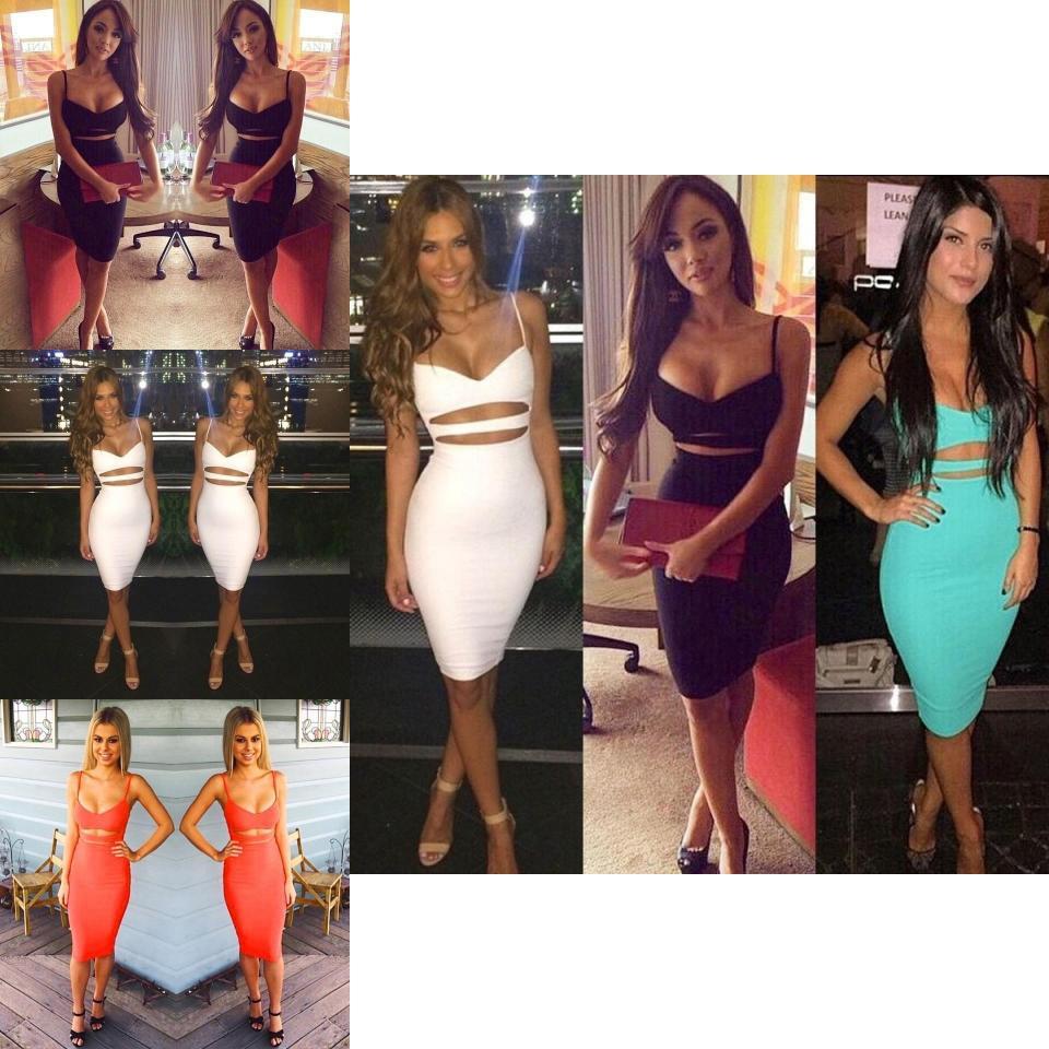 Squisito Abito da Sera/Cocktail Bodycon Senza Maniche con Fasciatura Moda da Donna per Feste