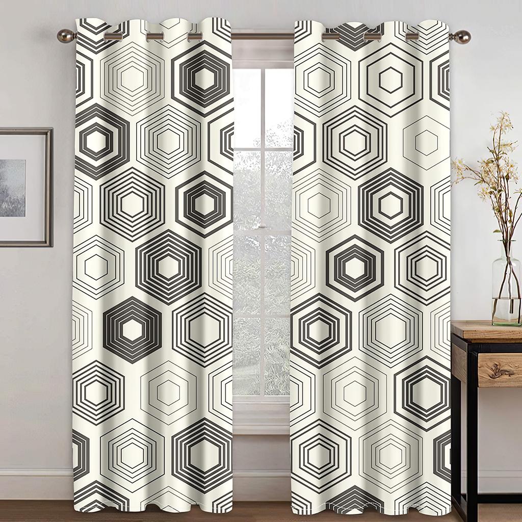 Bohemian Abstract Geometric Luxury Simple Free Shipping Thin 2 Pieces Shading Window Drape Curtain for Living Room Bedroom Decor