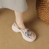 Womens Summer New Fashion Metal Buckle Designer Non-slip Low Heel Sandals Outdoor Open Toe Casual Vacation Womens Platform Shoes