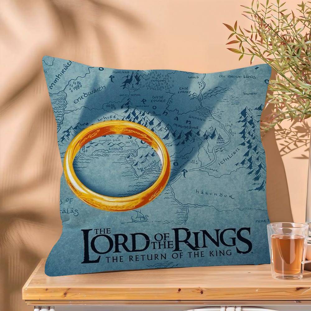 Vintage Black Classic Movie The King Rings Pillow Cover for Bedroom Room and Living Room Sofa Decorative Cushion Cover