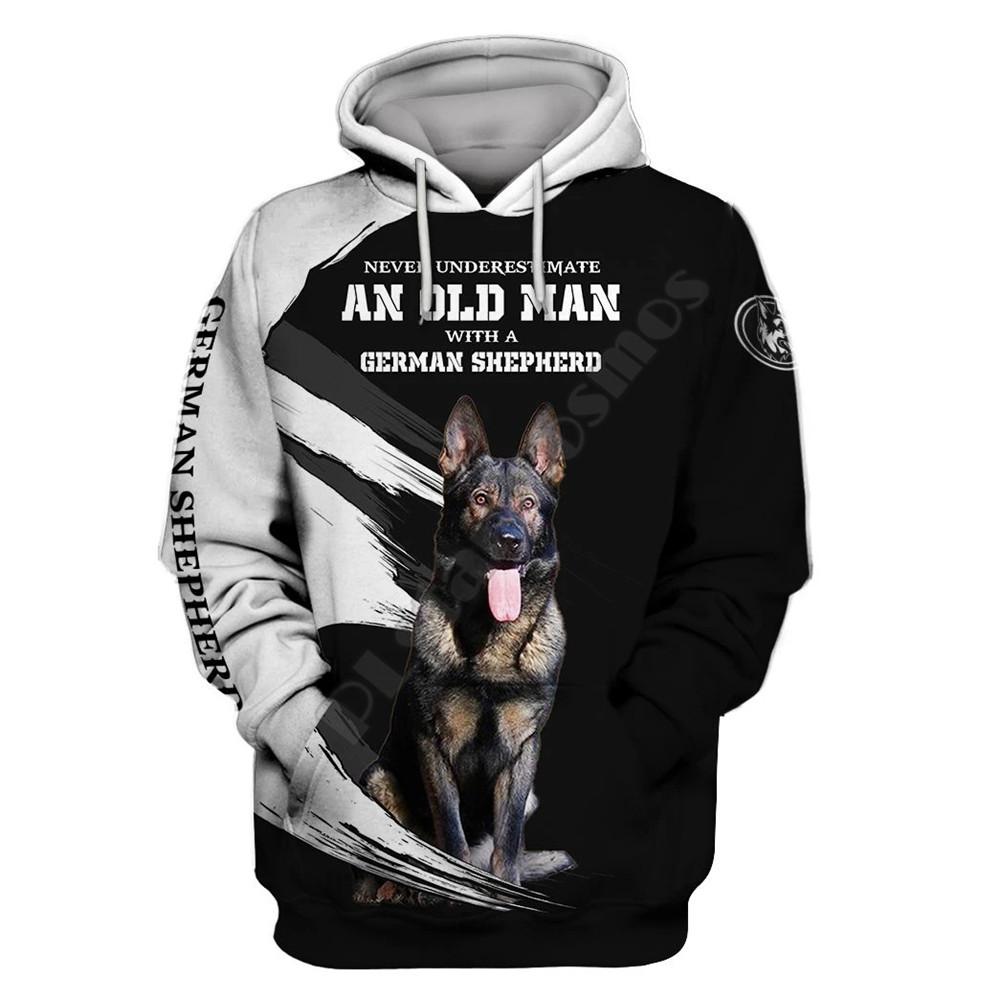 Never Underestimate An Old Man With A German Shepherd 3D All Over Printed Hoodies Pullovers Street Tracksuit Love Dog 01