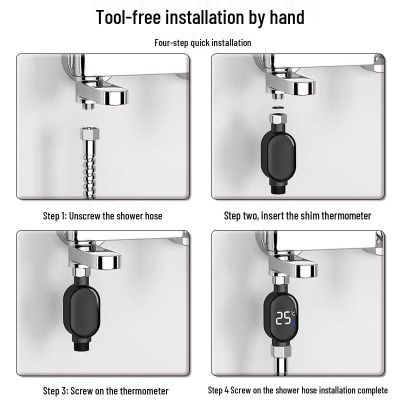 Smart LED Thermometer Shower Head with Touch Screen and Digital Display